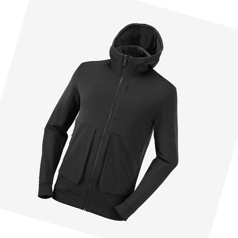 Salomon ESSENTIAL WARM FLEECE Erkek Kapüşonlu Sweatshirt Siyah | TR 3197VRW